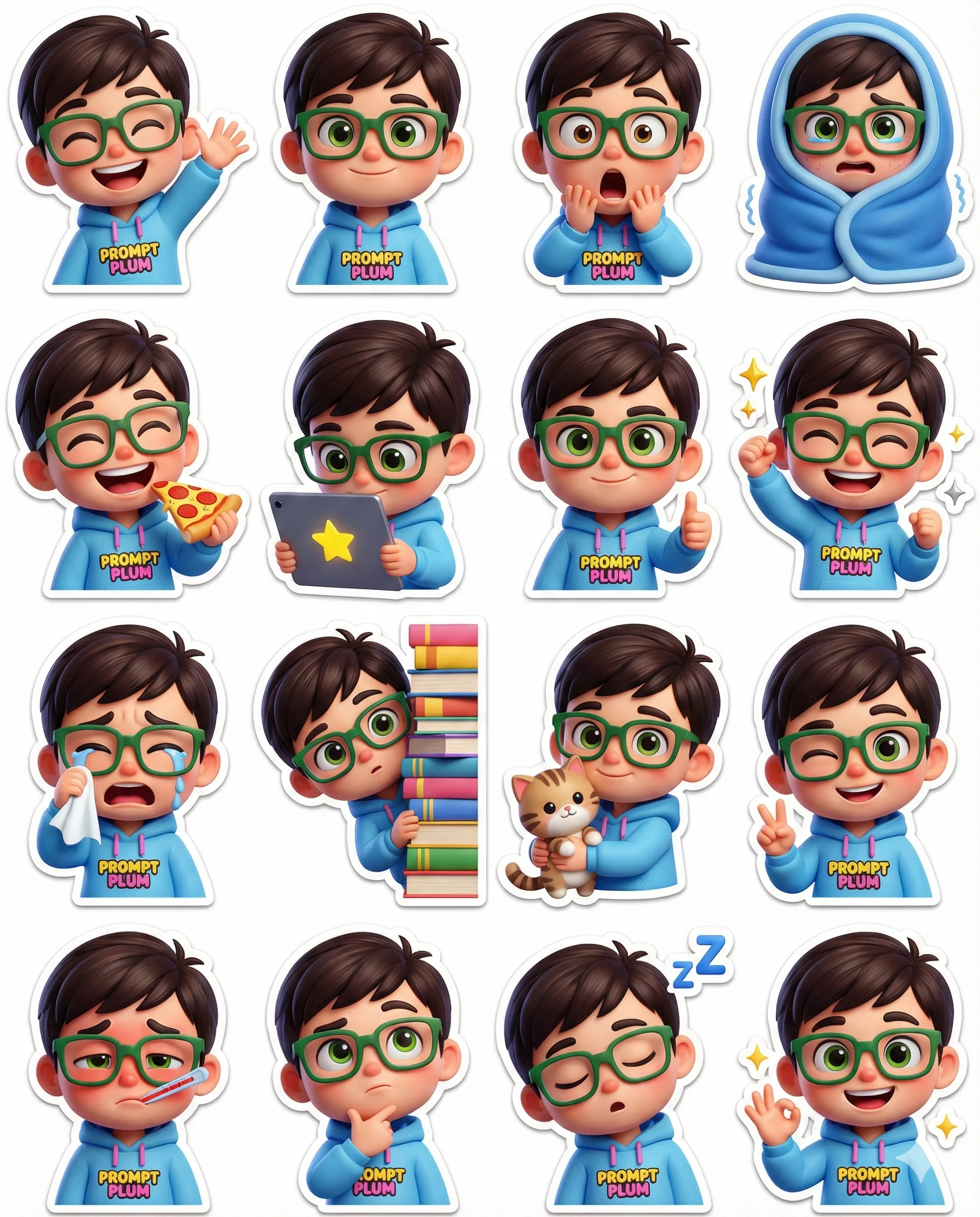 3d Boy Sticker Pack Portrait