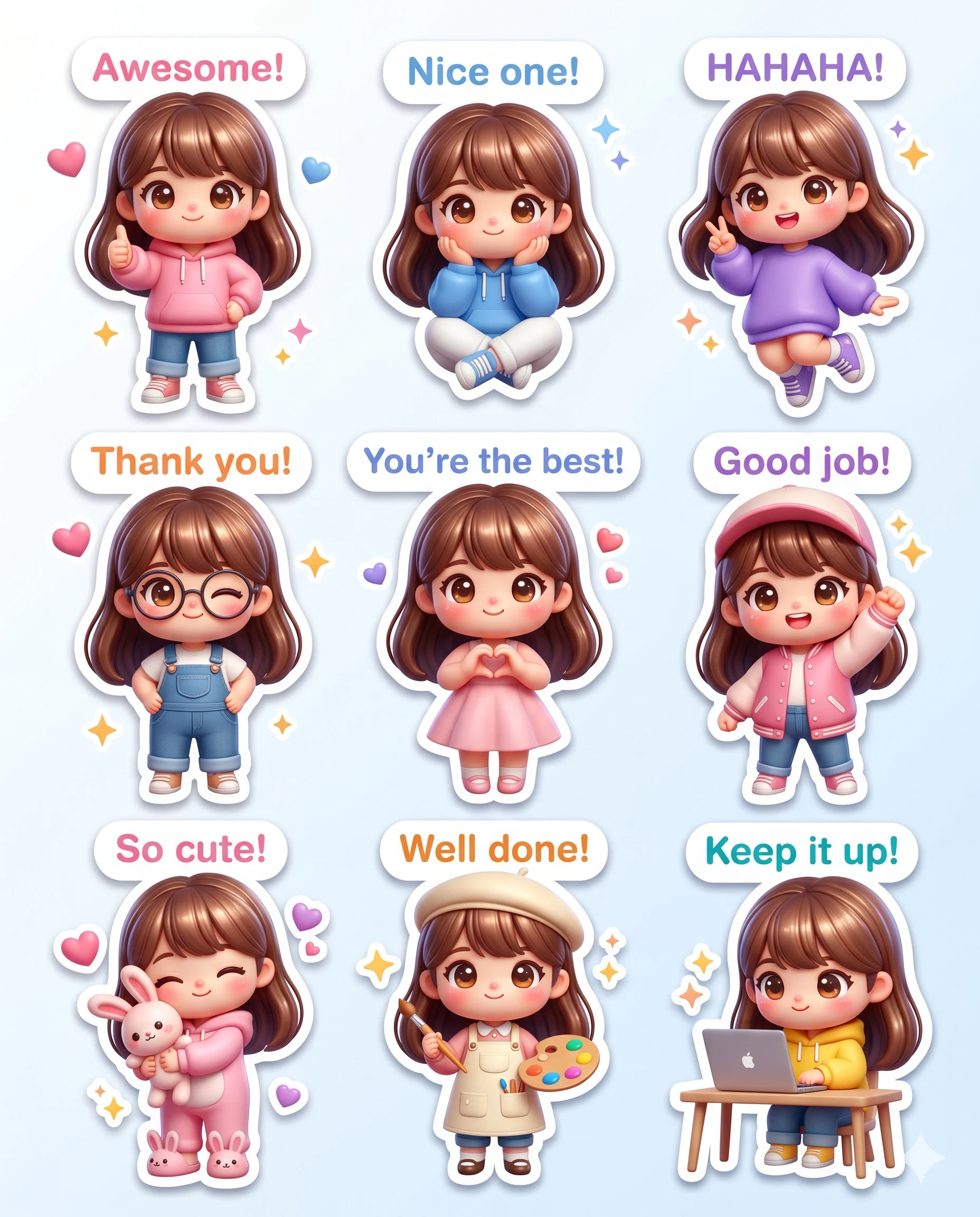 Chibi Girl Expression Pack Portrait