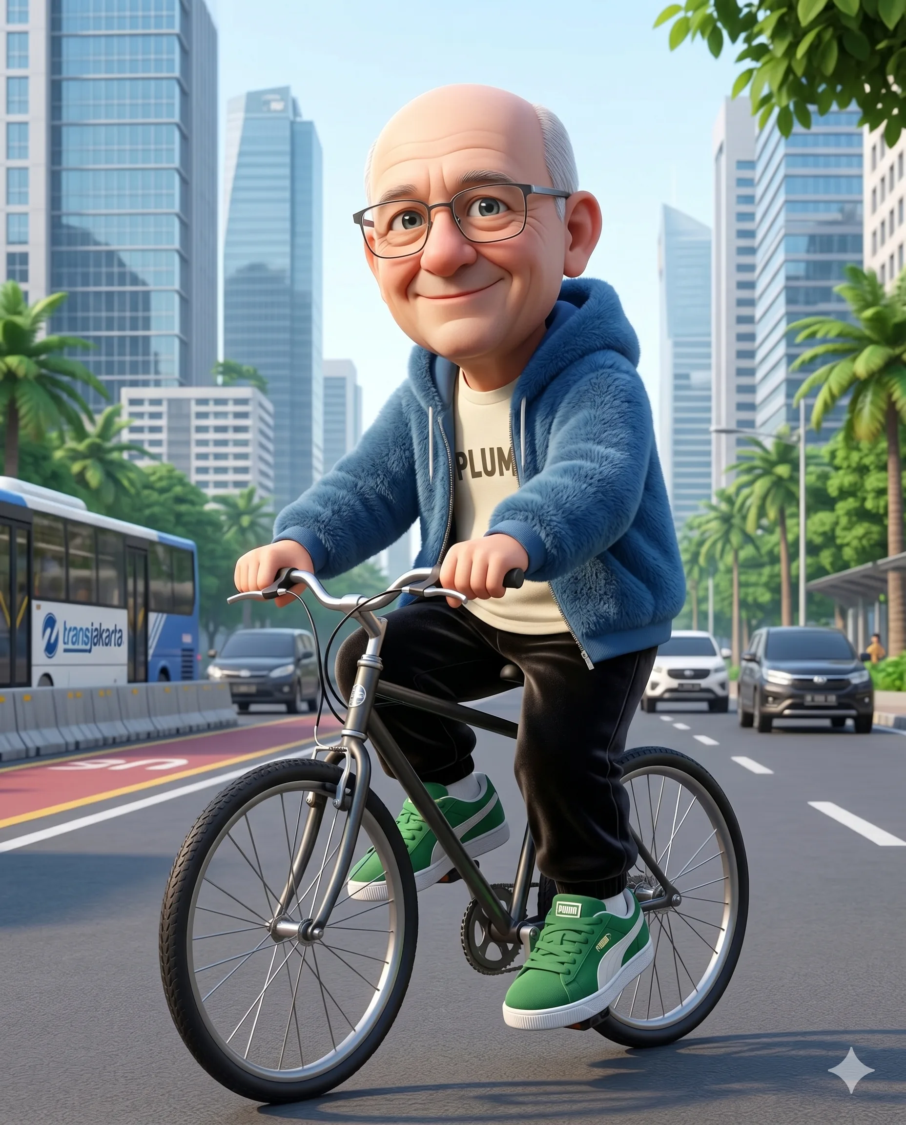 The Happy Cyclist 3d Caricature Portrait