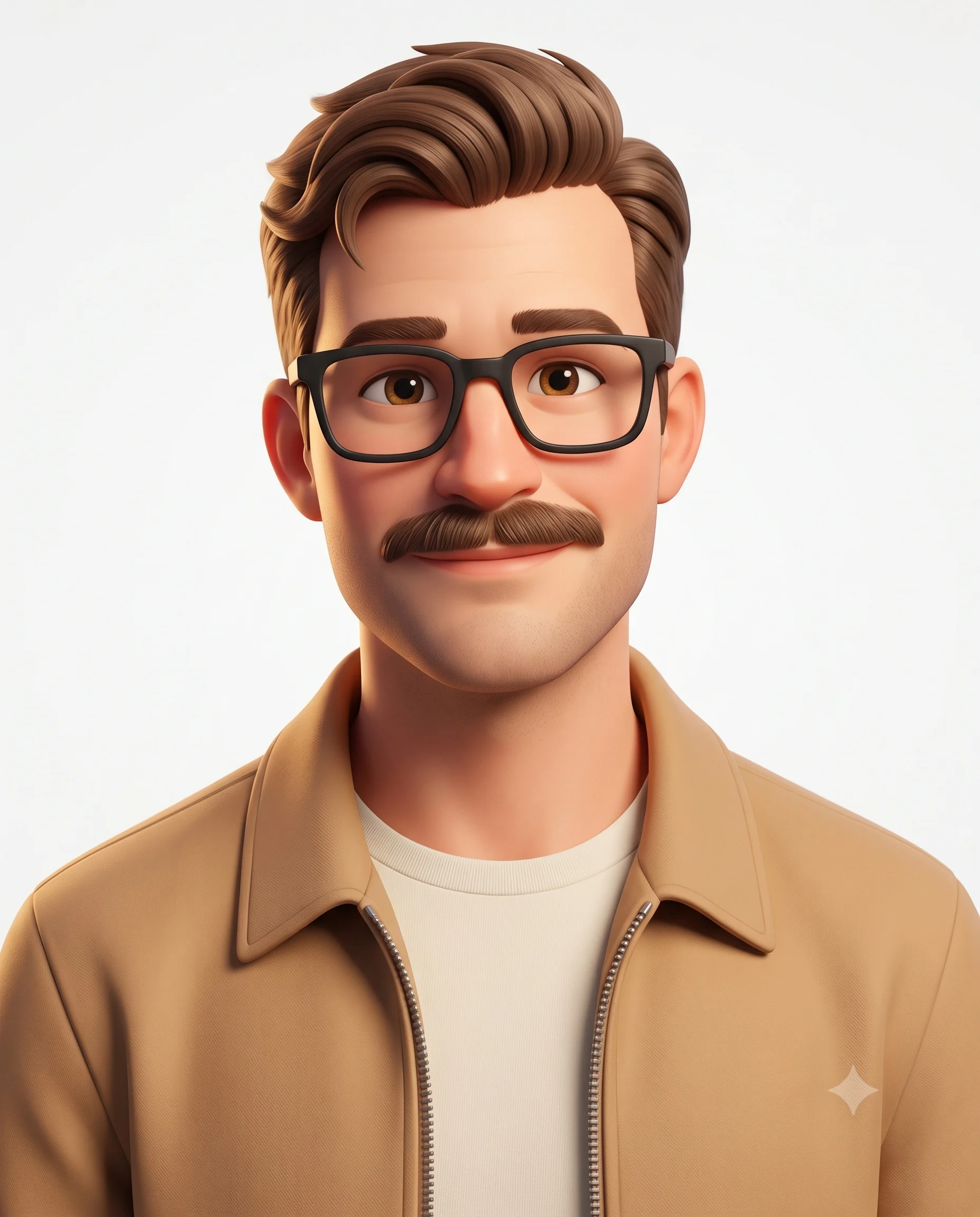 Friendly 3D Avatar: Smiling Man with Glasses