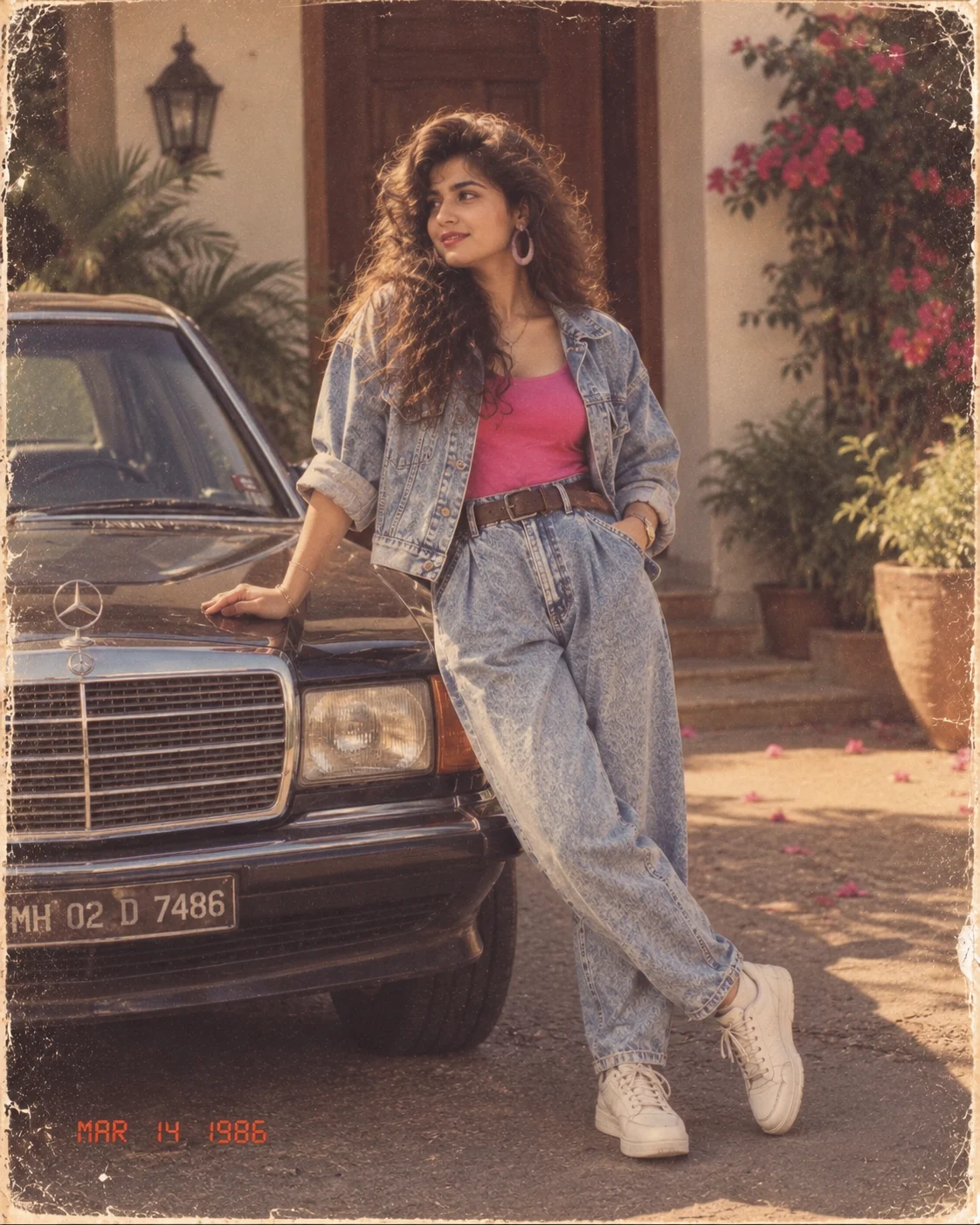 80s Women's Vintage Car Portrait