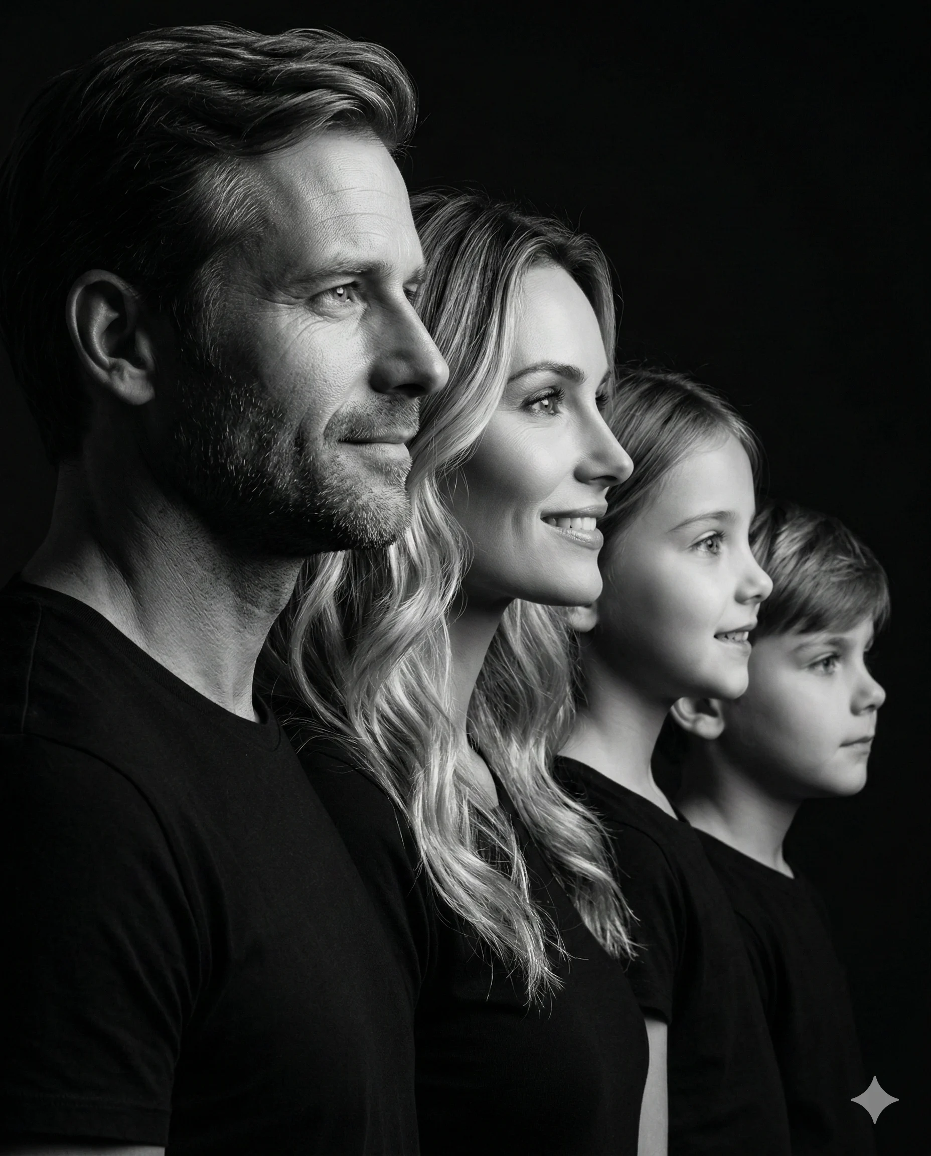 Black and White Minimalist Family Profile Portrait