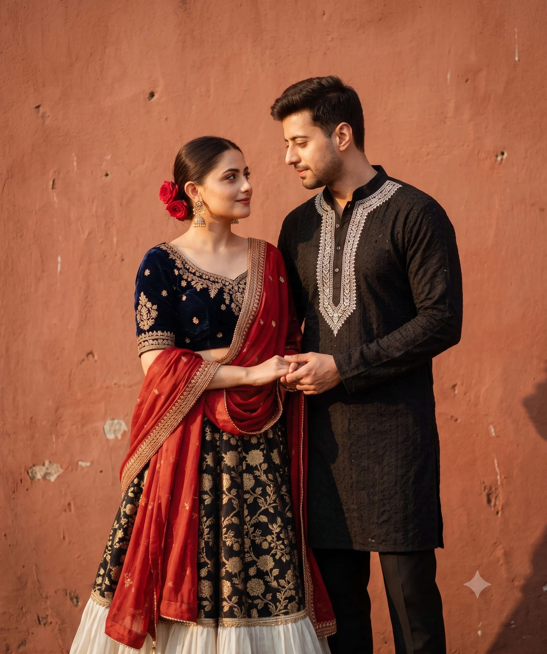 Nostalgic 90s Bollywood Couple Portrait