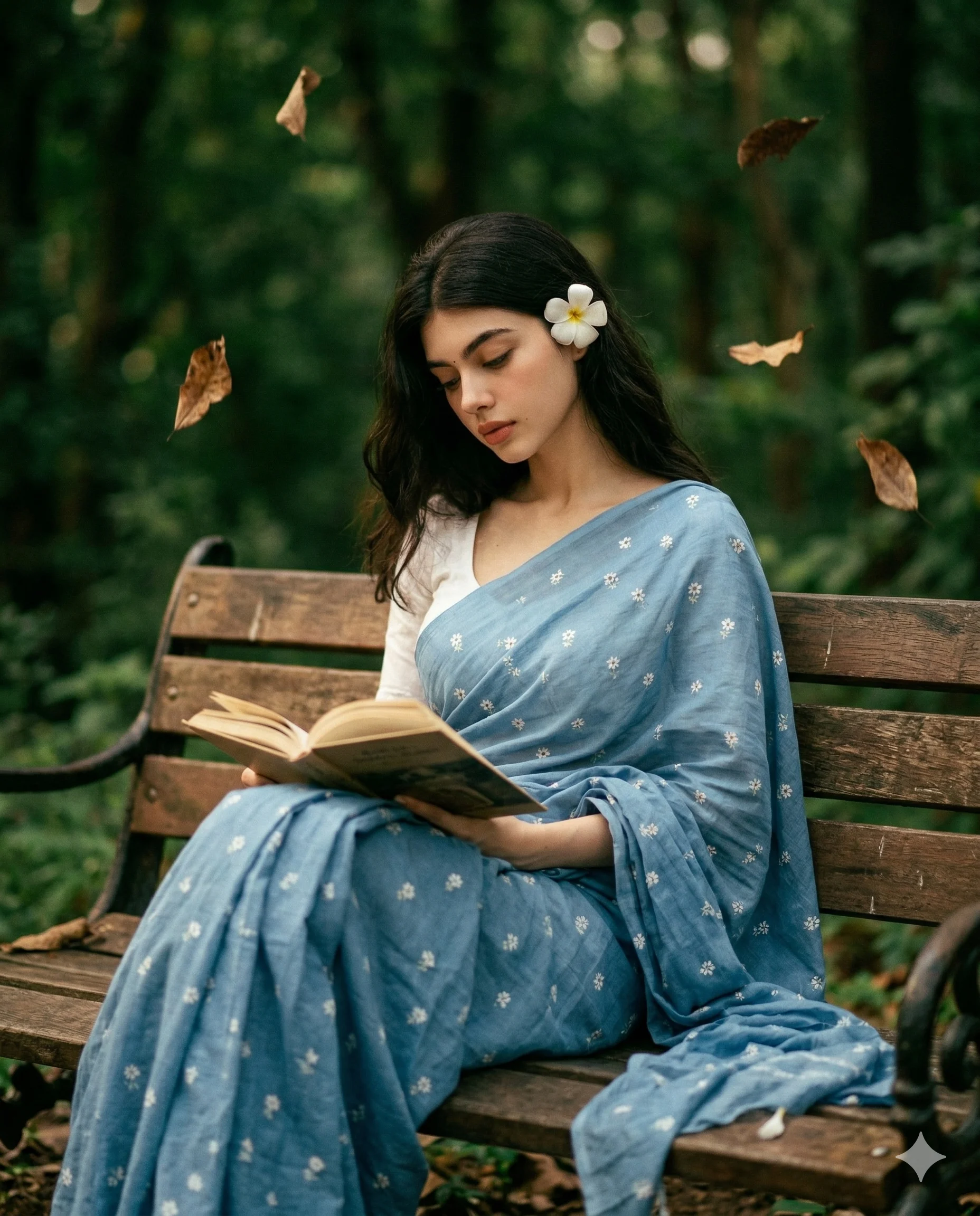 Dreamy Blue Aesthetic Bookworm Portrait