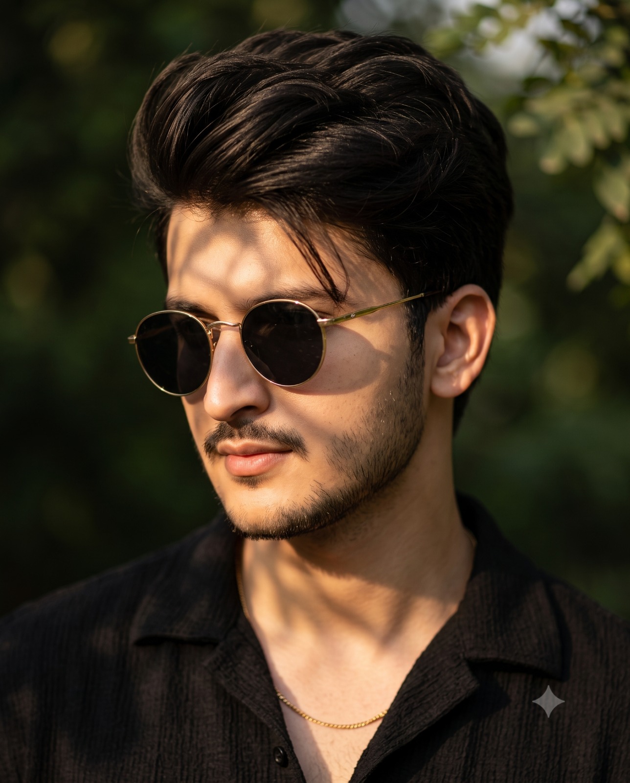 Sunlit Silhouette in Greenery Portrait