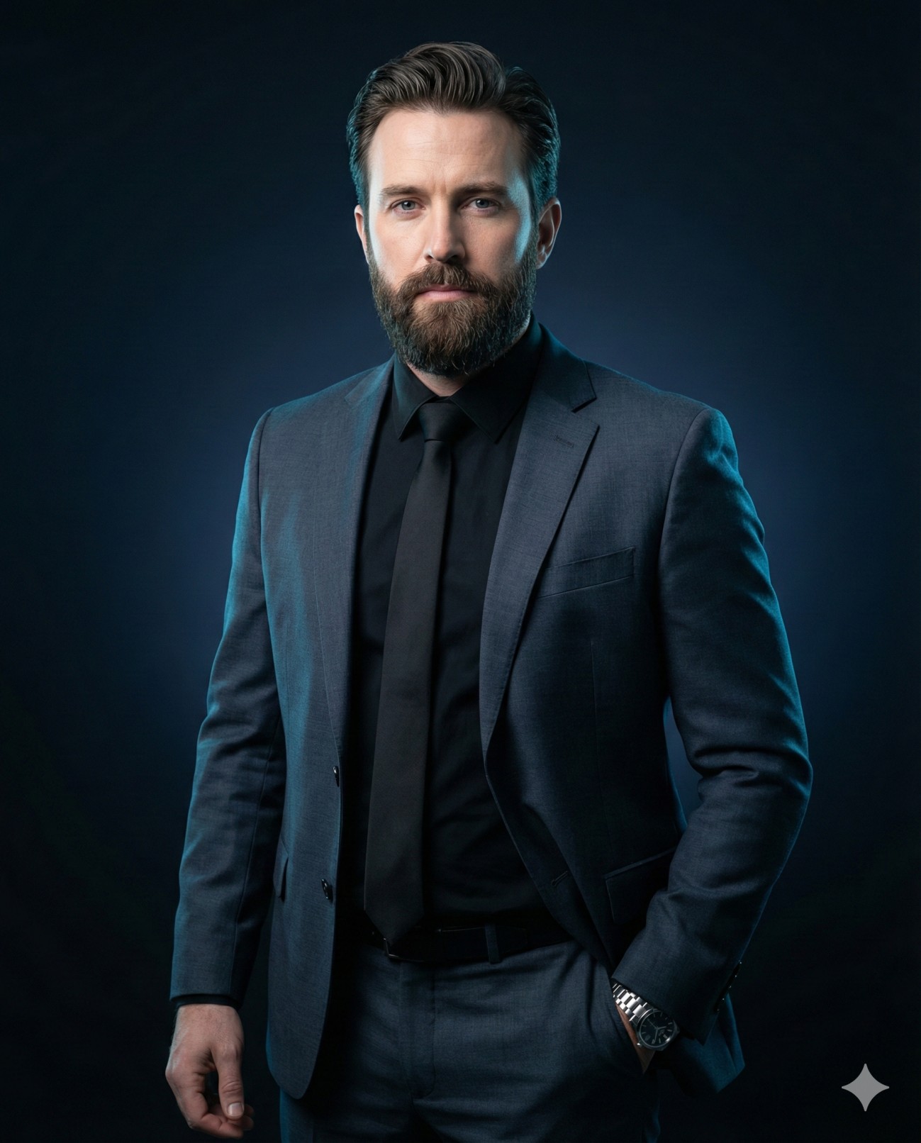 Midnight Blue Formal Business Portrait