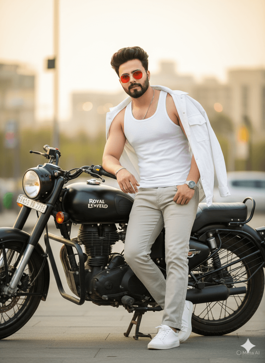 Casual Stance Powerful Superbike Men Portrait