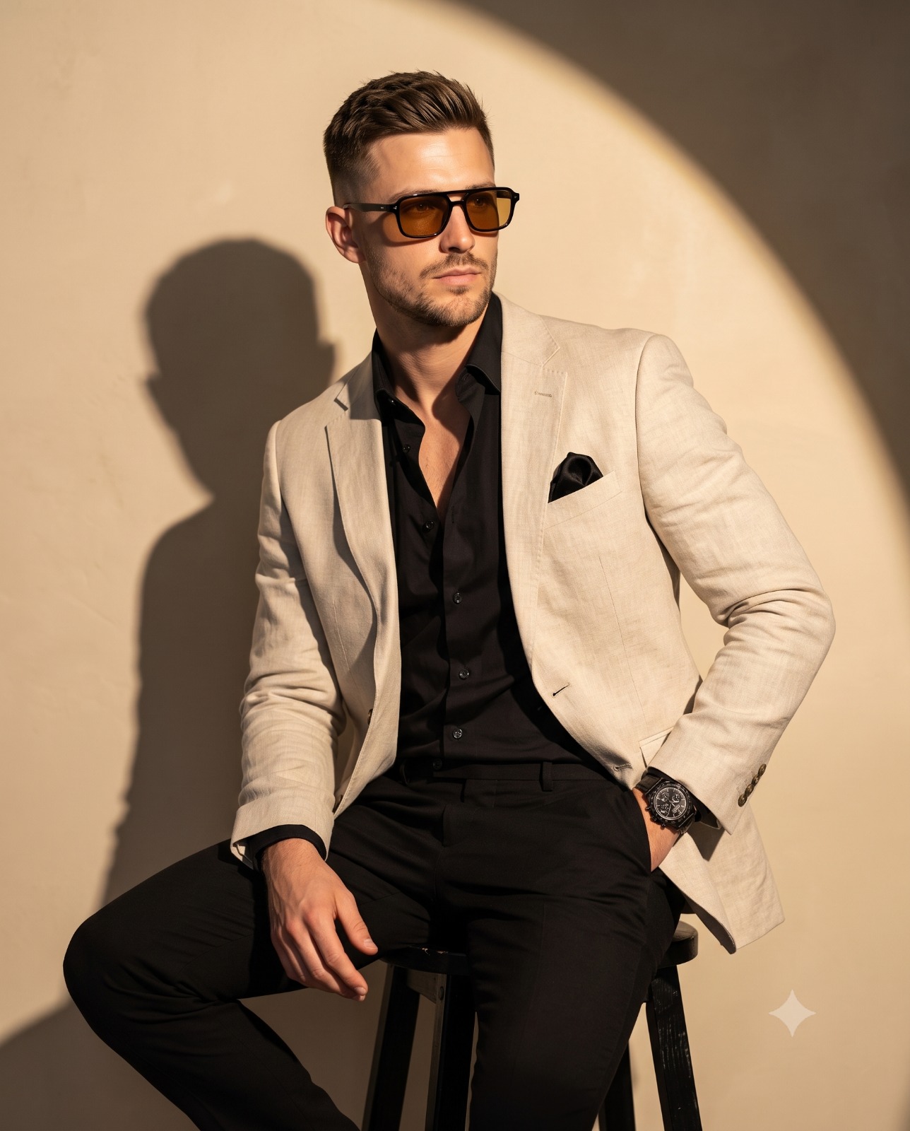 Dramatic Spotlight Male Fashion Portrait