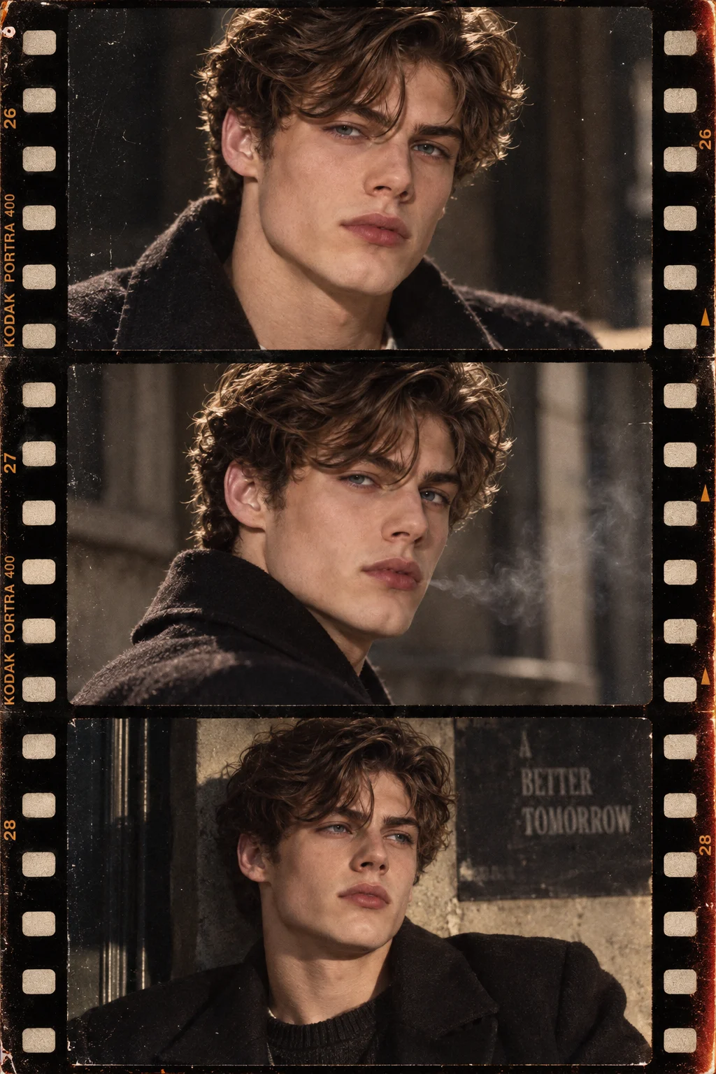 Cinematic 3 Frame Film Strip Sequence Portrait