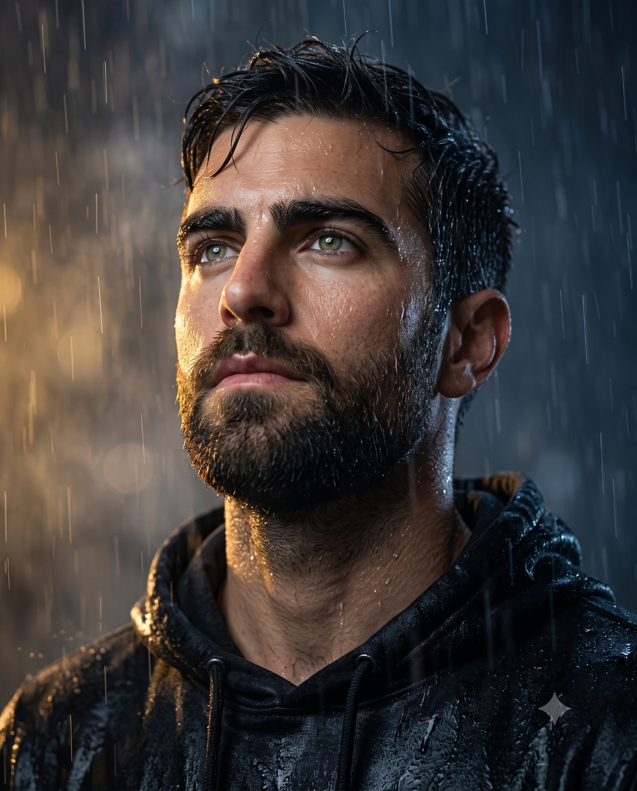 Lost in Dramatic Rain Portrait