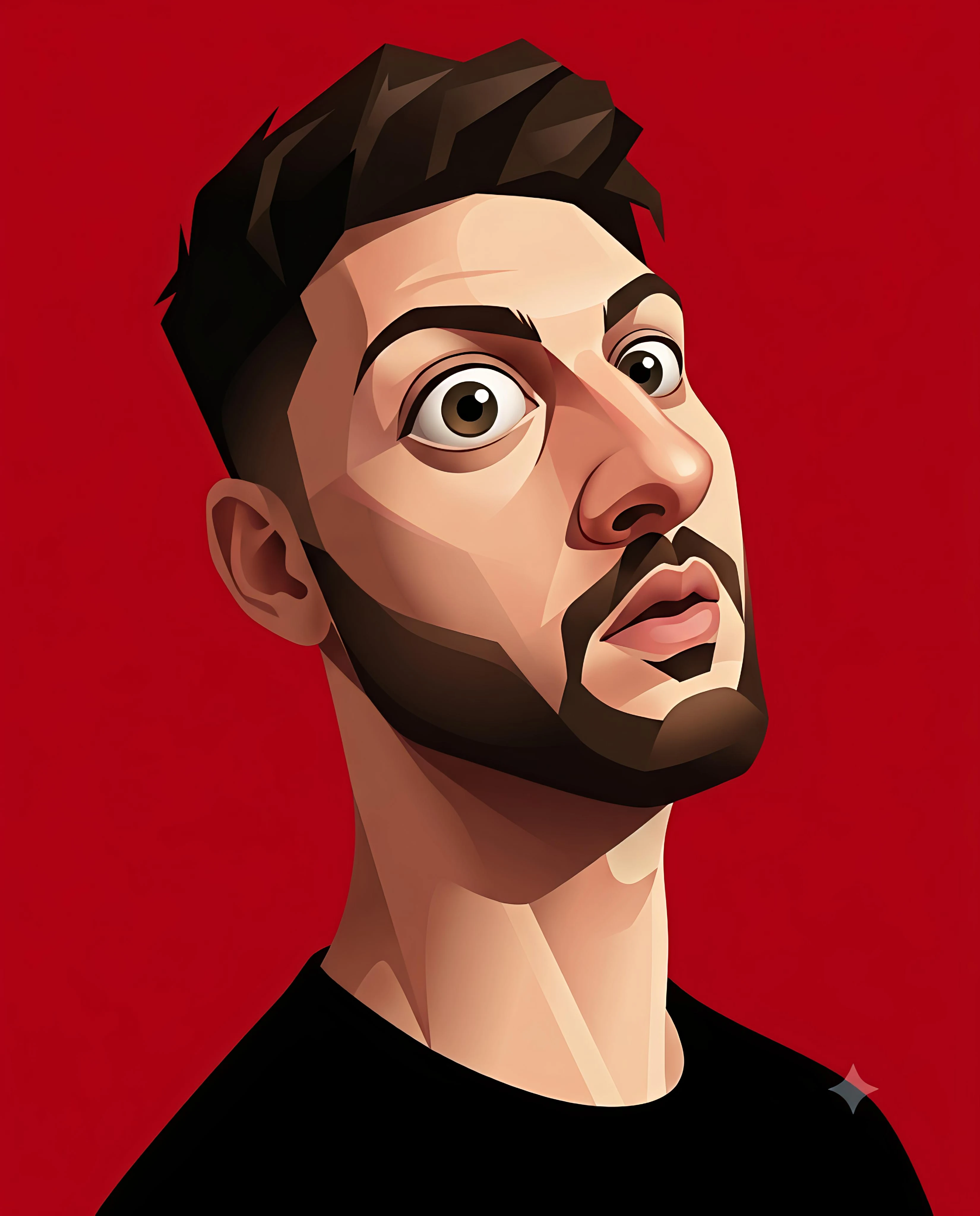 Stylized Geometric 3d Vector Portrait