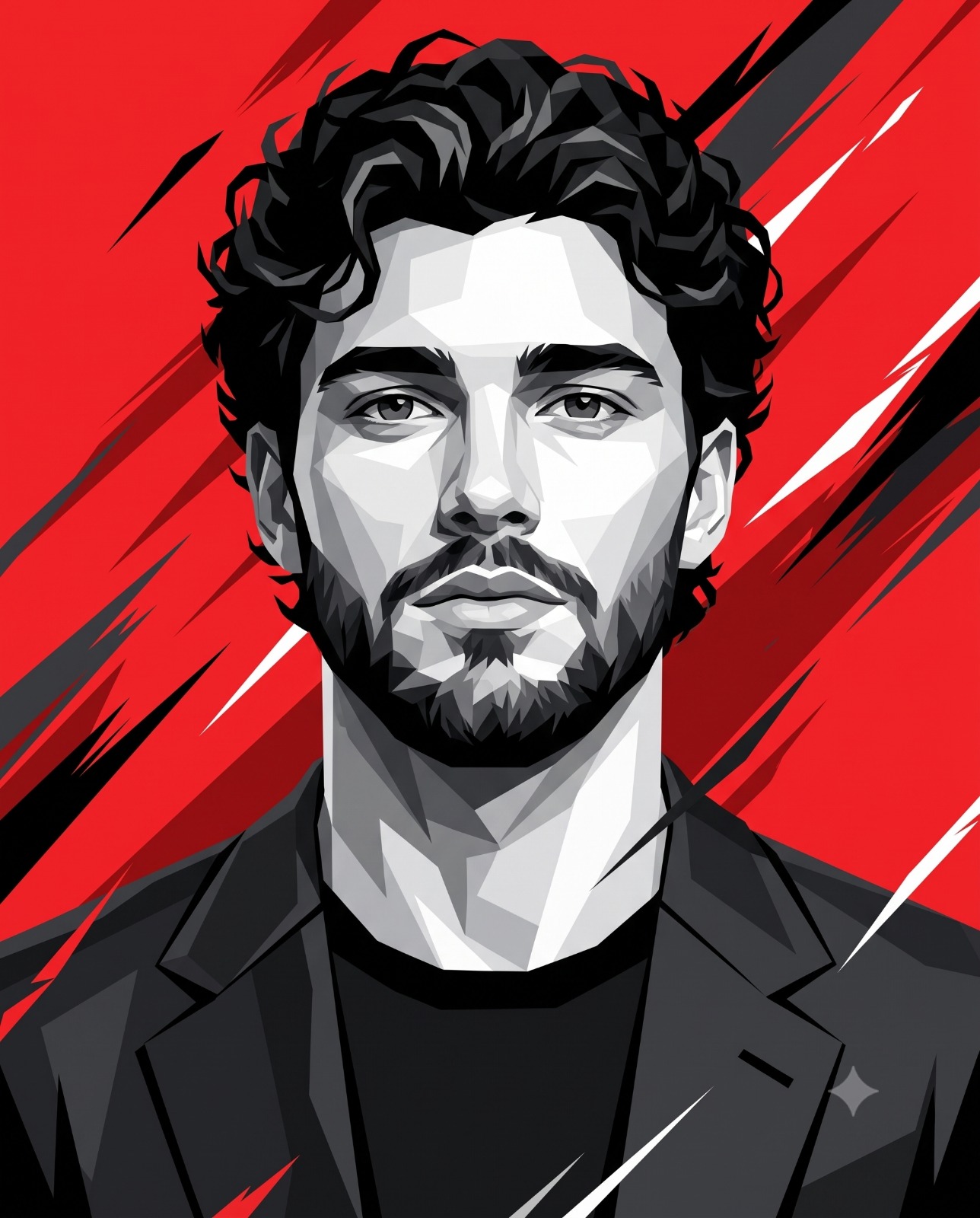 Geometric Vector Portrait of a Man Illustration