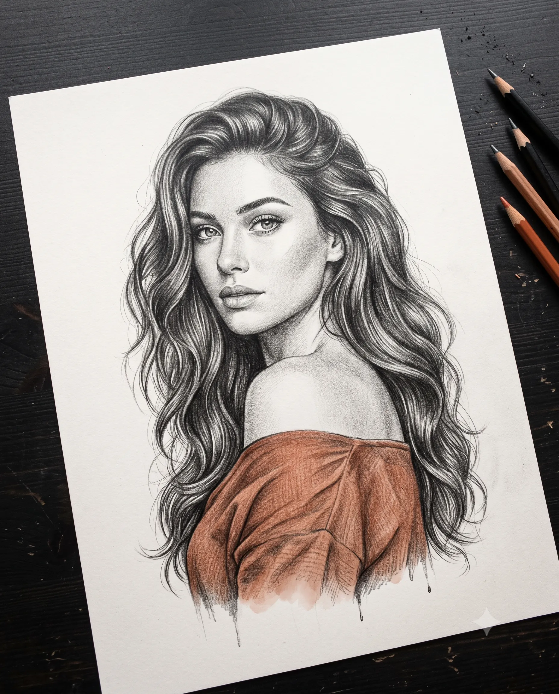 Graphite & Color Female Sketch