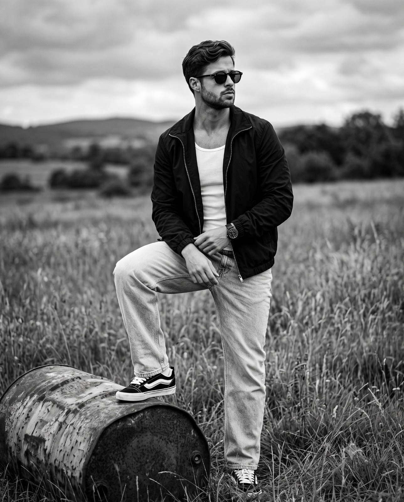 Vintage Casual Portrait Black Portrait