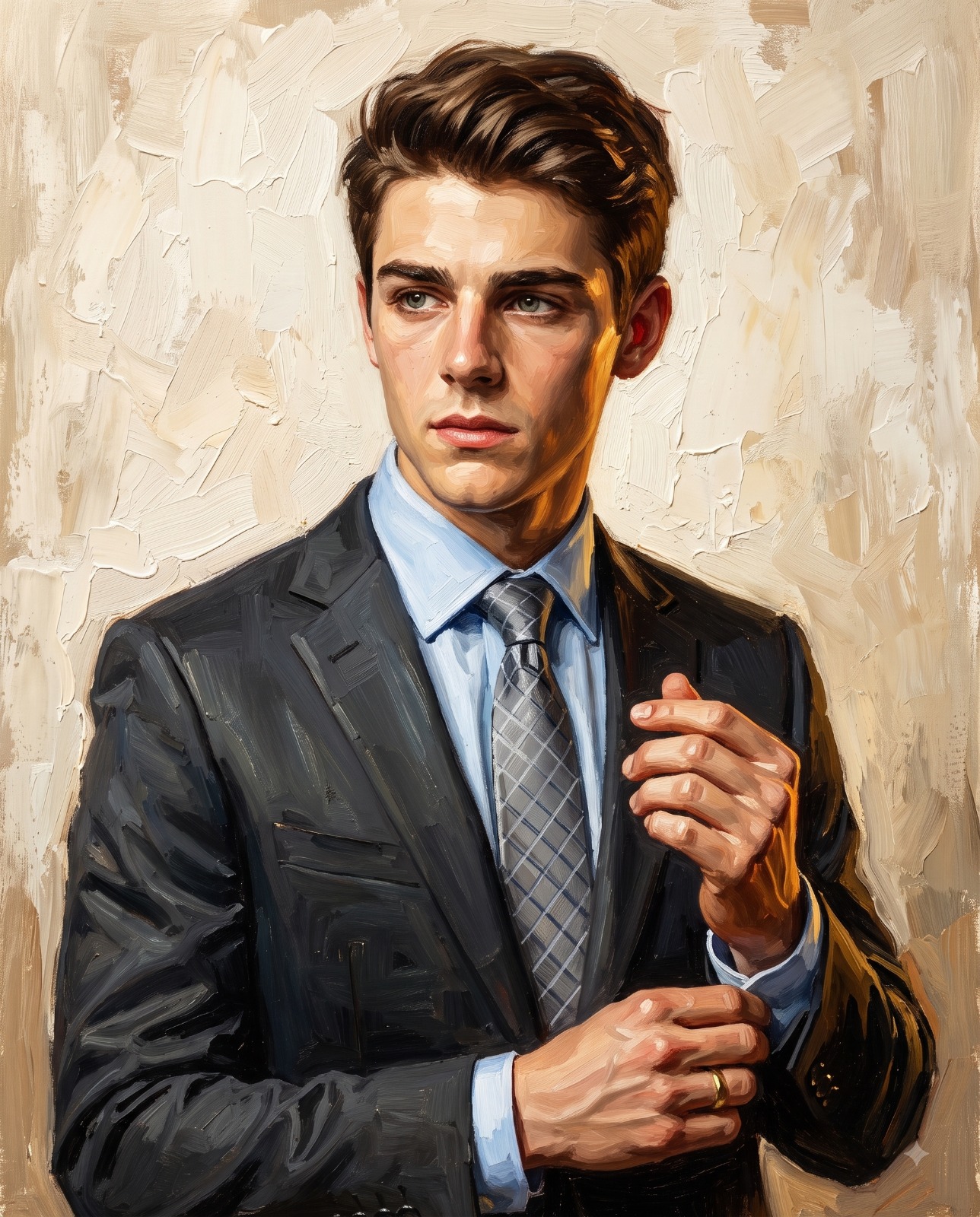 Businessman Adjusting Cuffs Fine Art