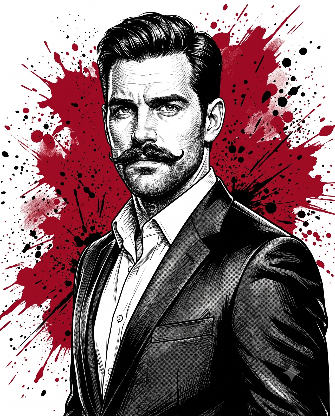 Dramatic Graphic Illustration of a Gentleman Illustration