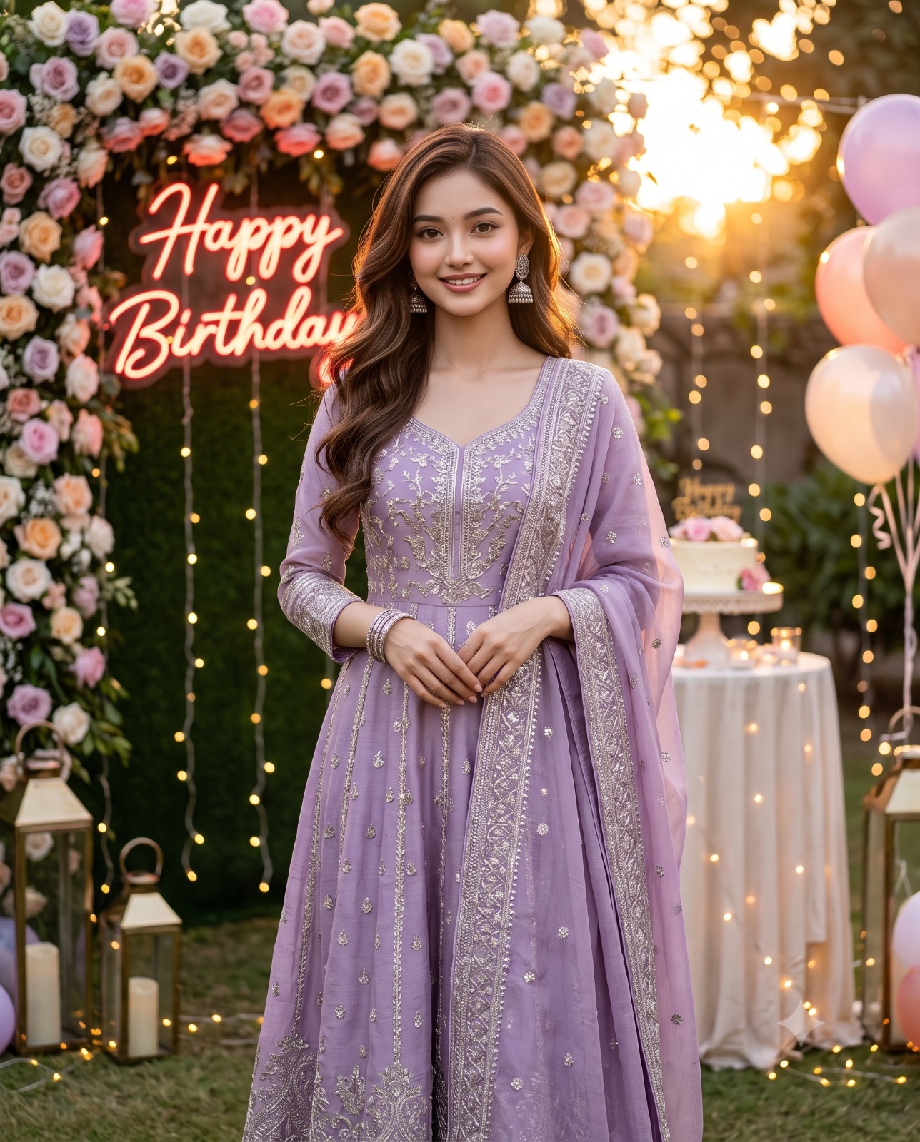 The Birthday Girl in Pastel Purple Portrait