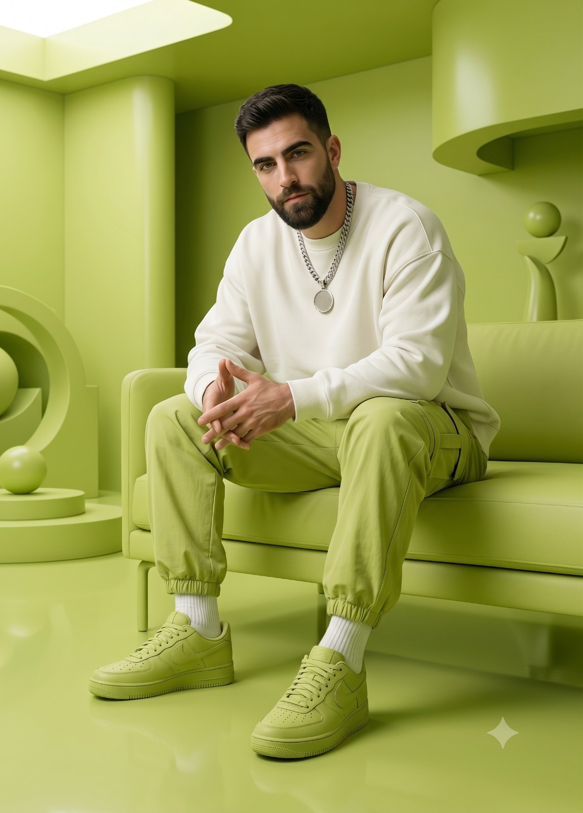 Surreal Green Studio Portrait of Man Portrait