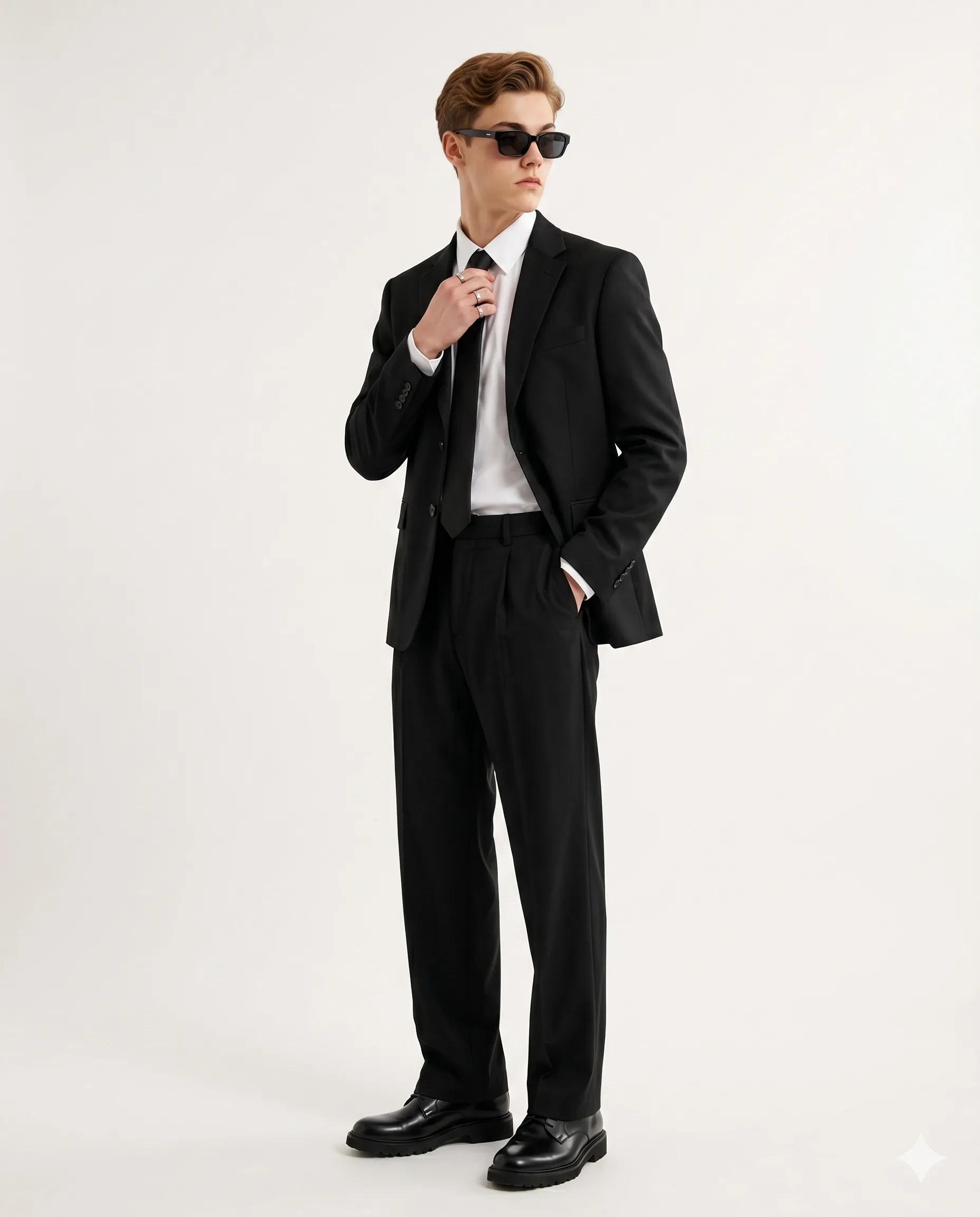 Old Money Classic Black Tailored Suit Portrait