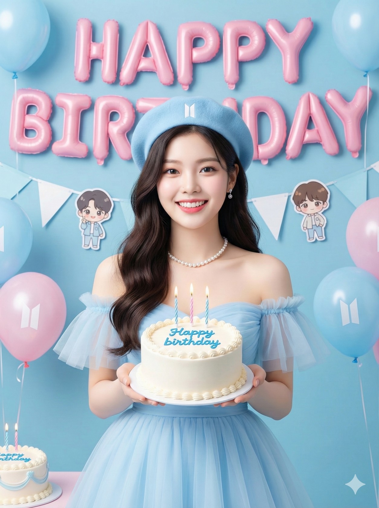 Pastel Blue Birthday Celebration Portrait