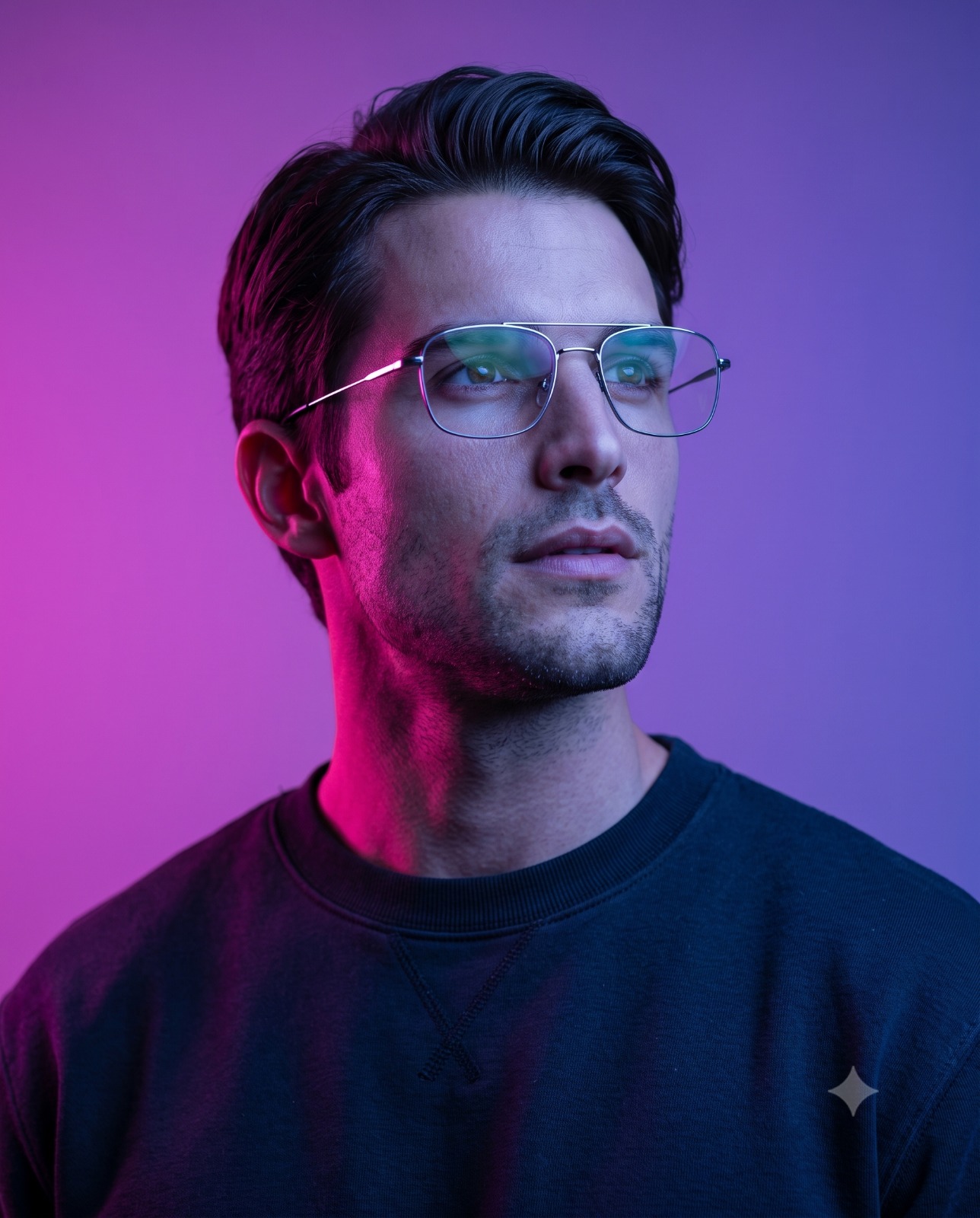 Magenta and Midnight Blue Portrait