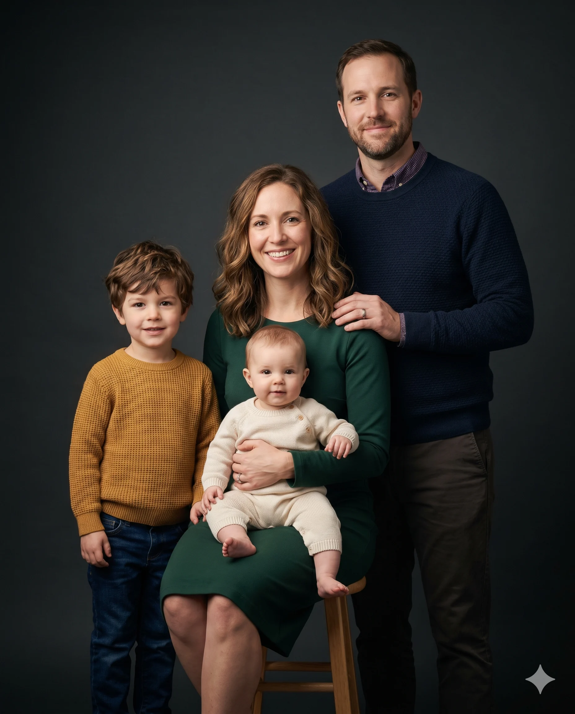 Professional Warm Toned Family Studio Portrait