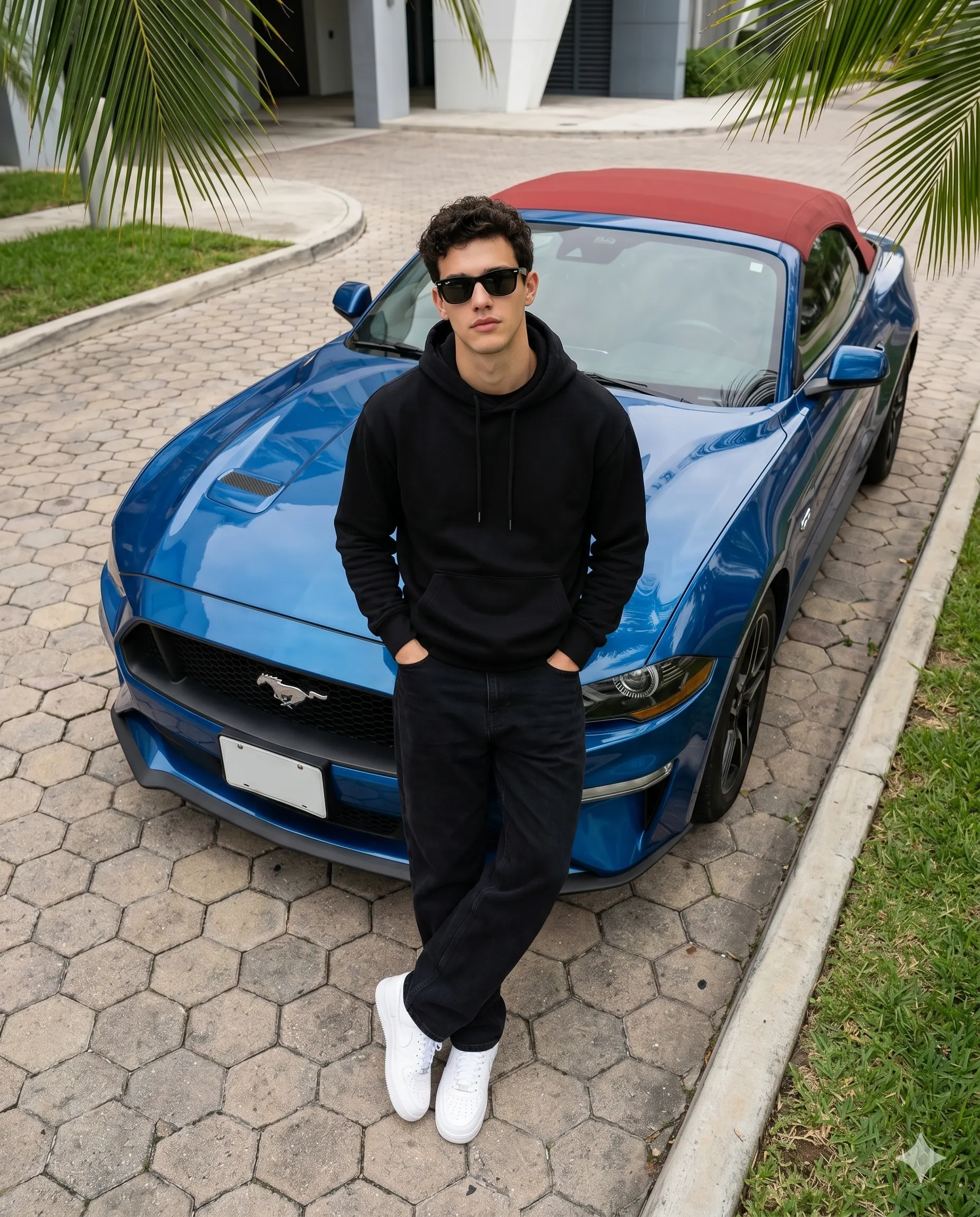 Quiet Luxury Mustang Convertible Men Lifestyle Portrait