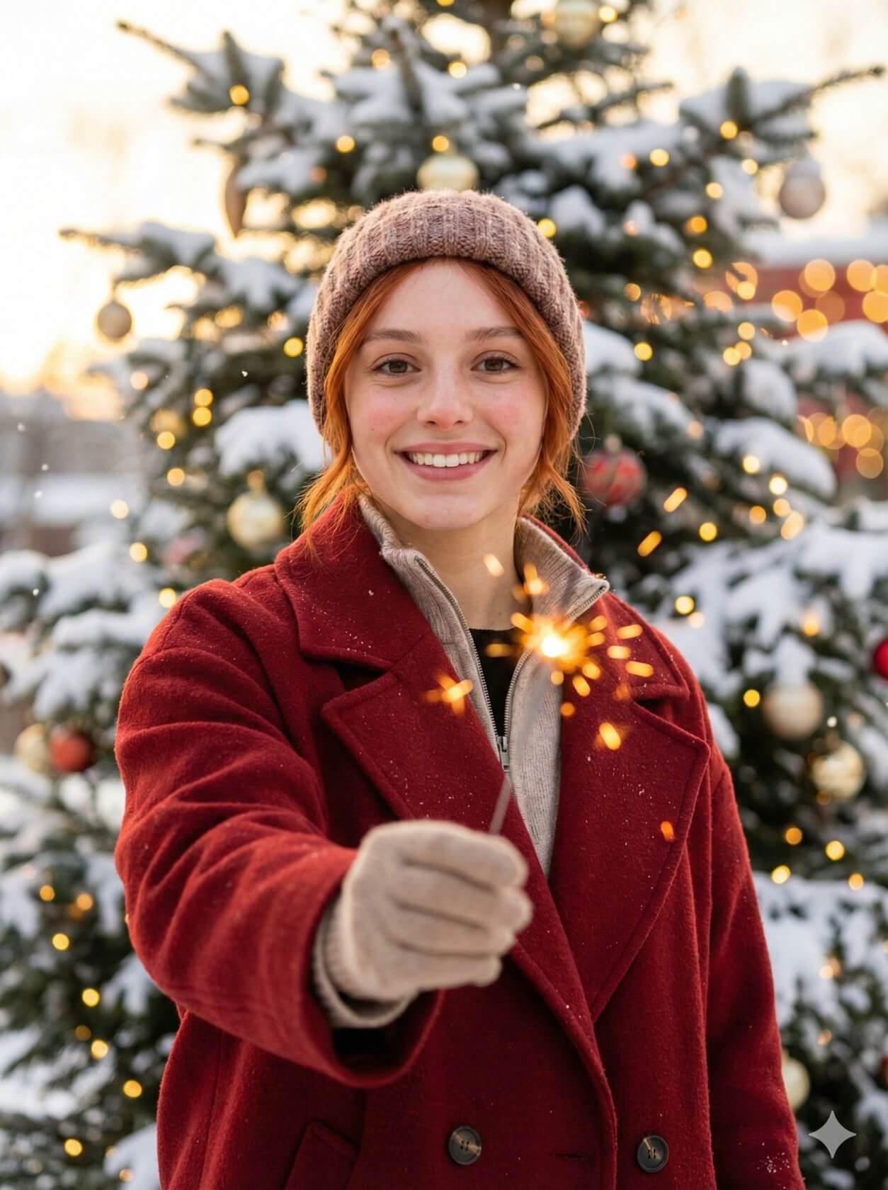 Sparkler in the Snow Portrait