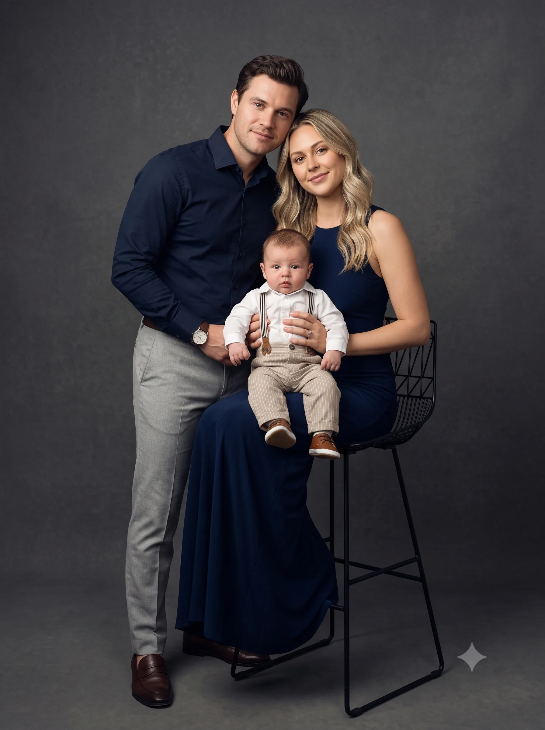 Classic Navy Outfit Family Studio Photography Portrait