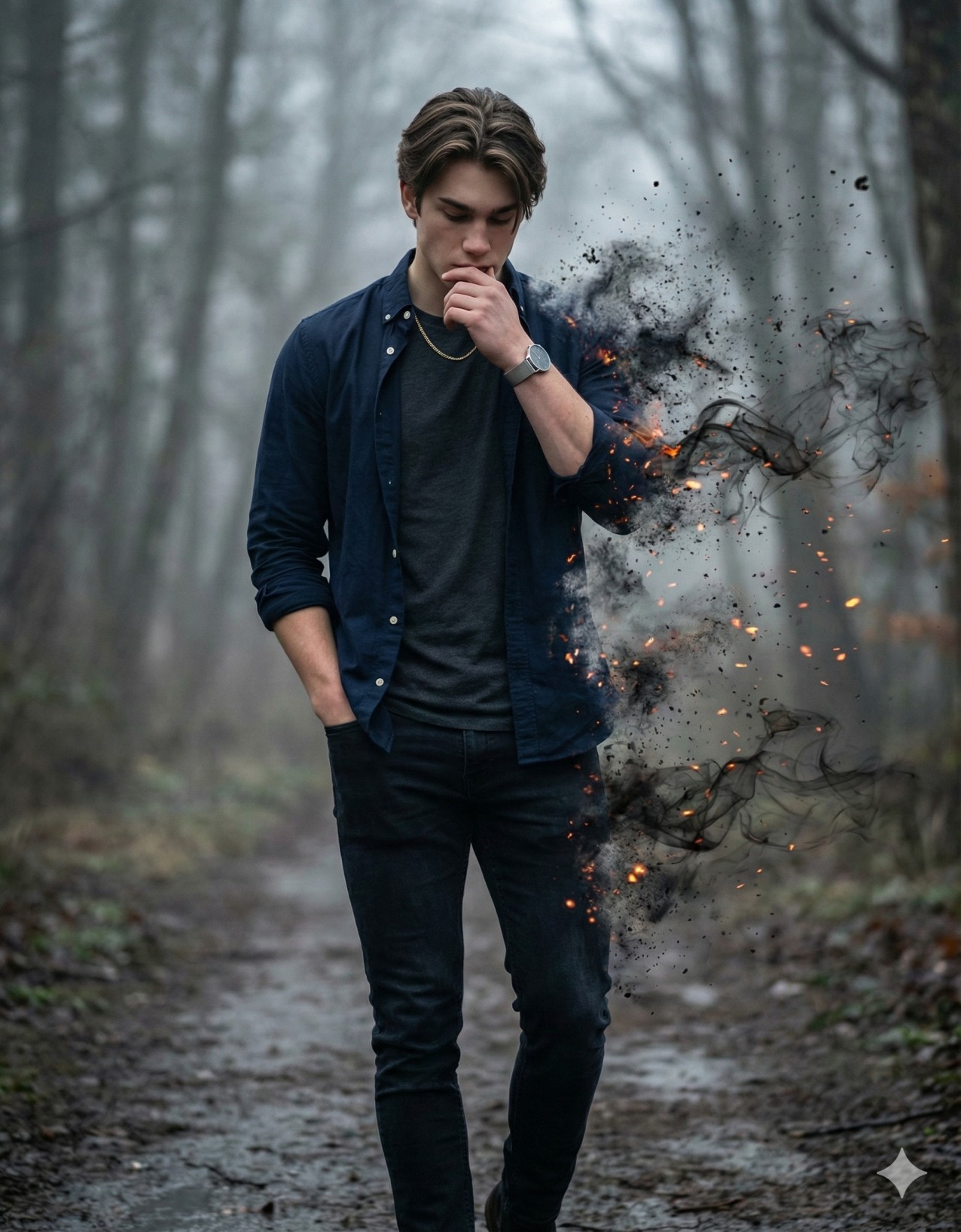 Smoke and Shadow Dramatic Cinematic Portrait