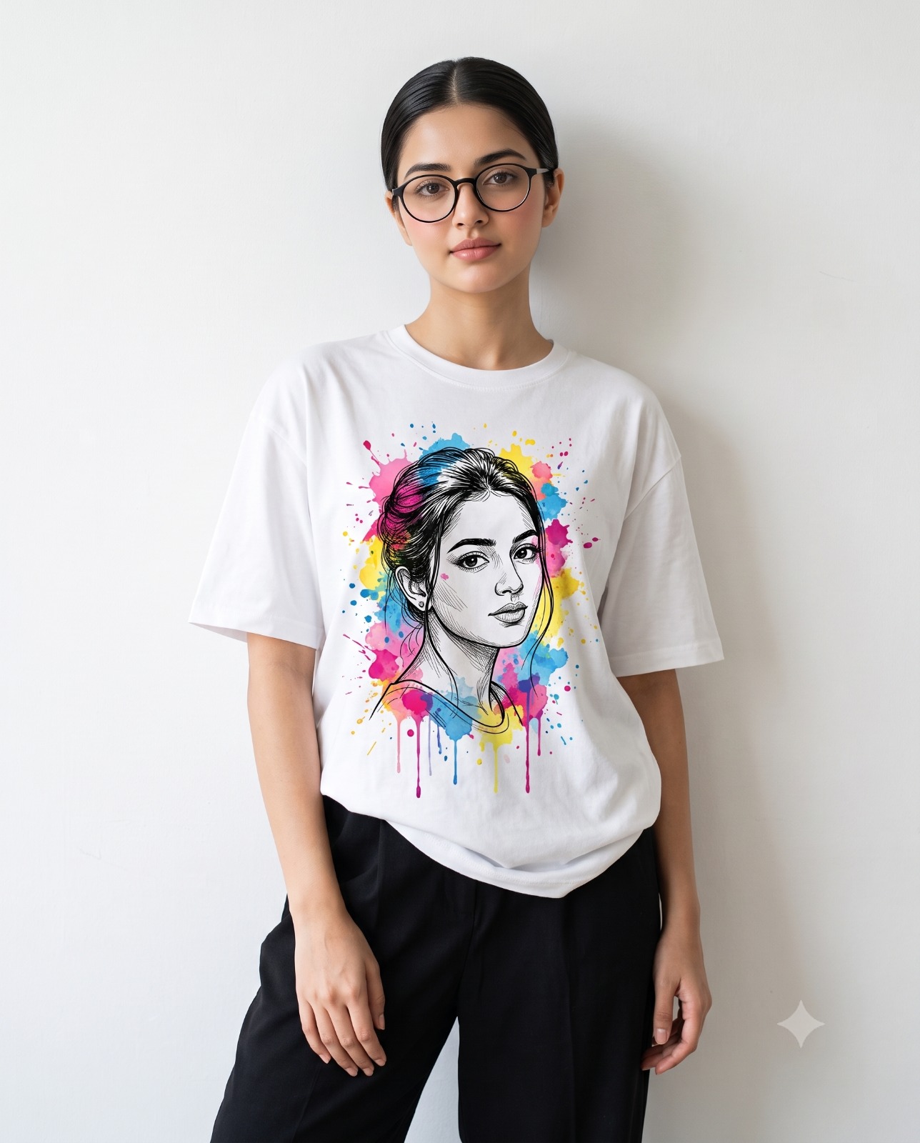 Casual Fashion Portrait with Printed White Tee Portrait