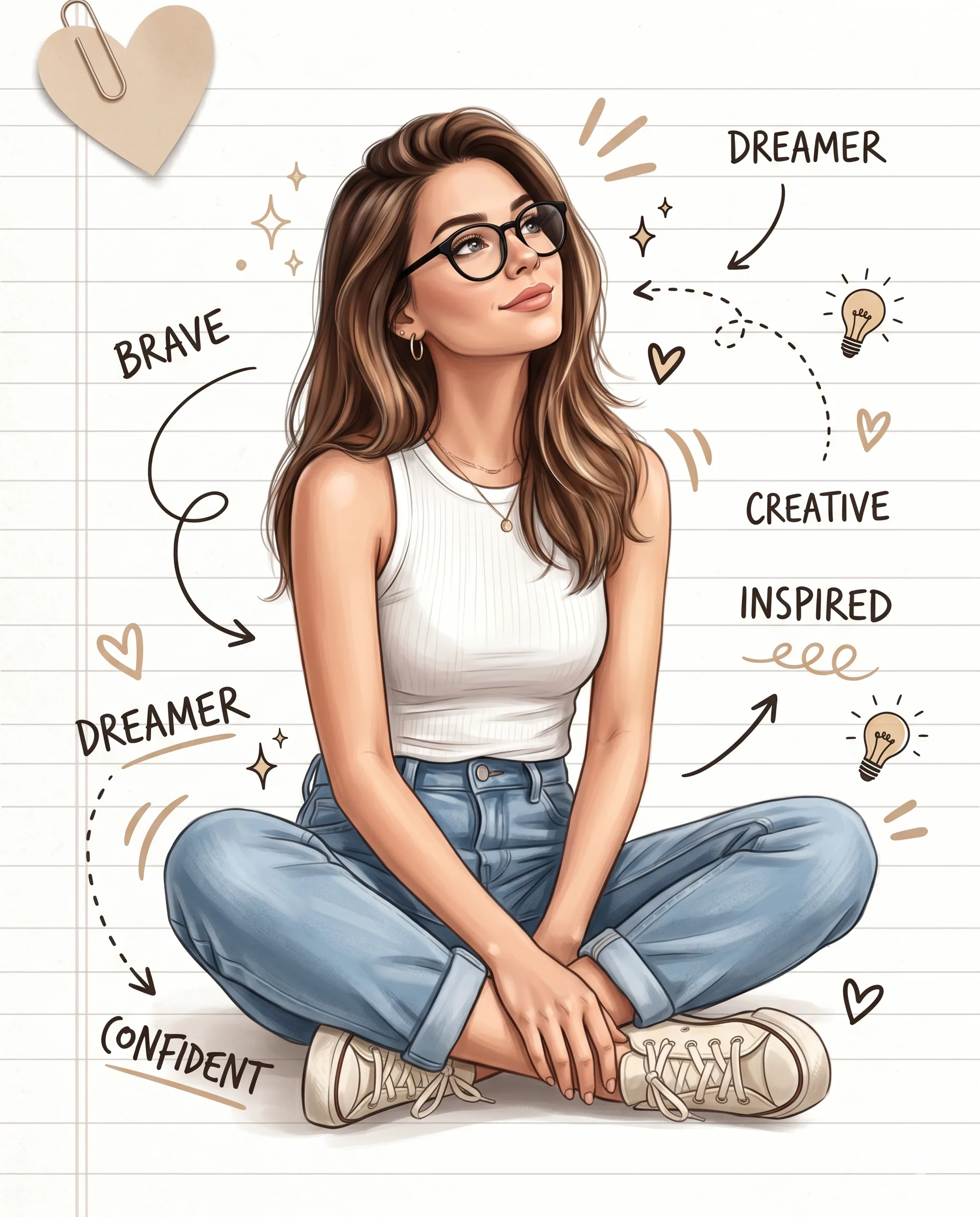 Inspired Dreamer Doodle Art Woman Illustration